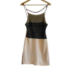 Eckhaus Latta Knit Mini Dress Women’s Size Small Colorblock Cream Black Red